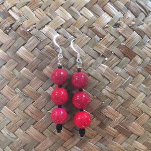 Coral Rounds Earrings with Sterling Silver Finding